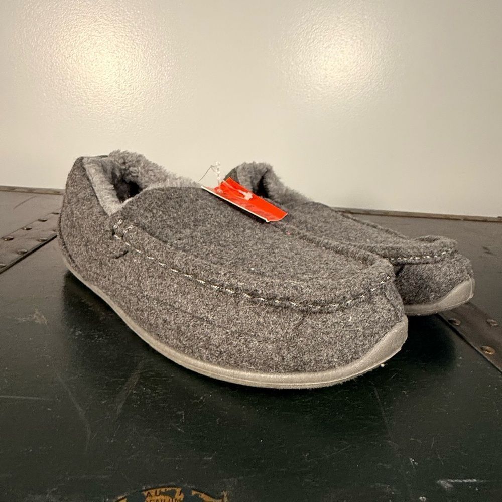 Deer Stags Kids Lil Spun Indoor Outdoor Boys Slippers Footwear Faux Fur Grey 5
